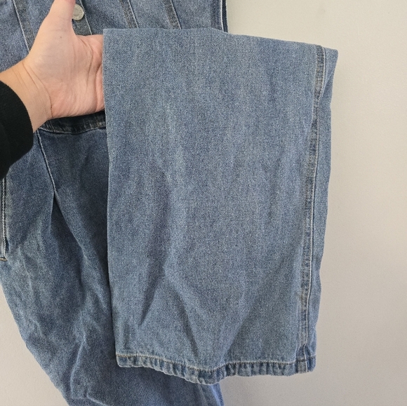 Forever 21 Denim Loose Wide Leg Overalls Jumpsuit Stretch Women's Size S - Picture 5 of 12